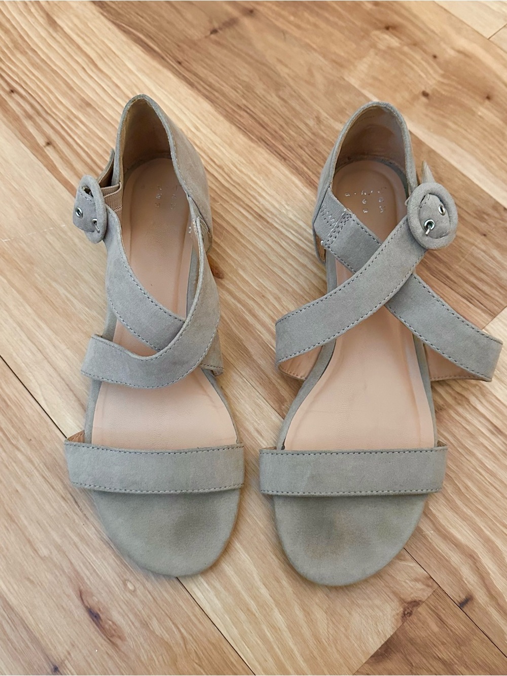 a new day tan strappy suede sandals